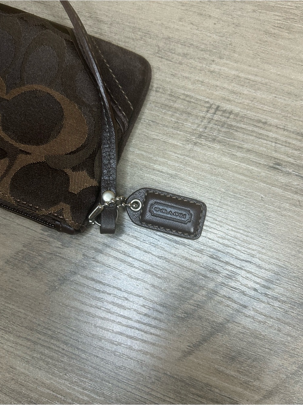 Coach Brown Signature Canvas Wristlet with Leather Trim - Picture 5 of 5